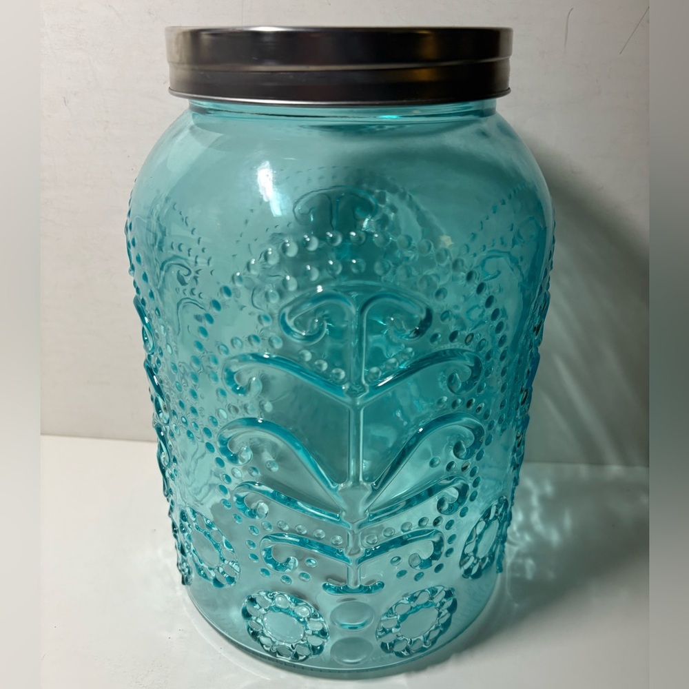 Blue Hobnail glass jar vase 10” tall - Picture 6 of 6